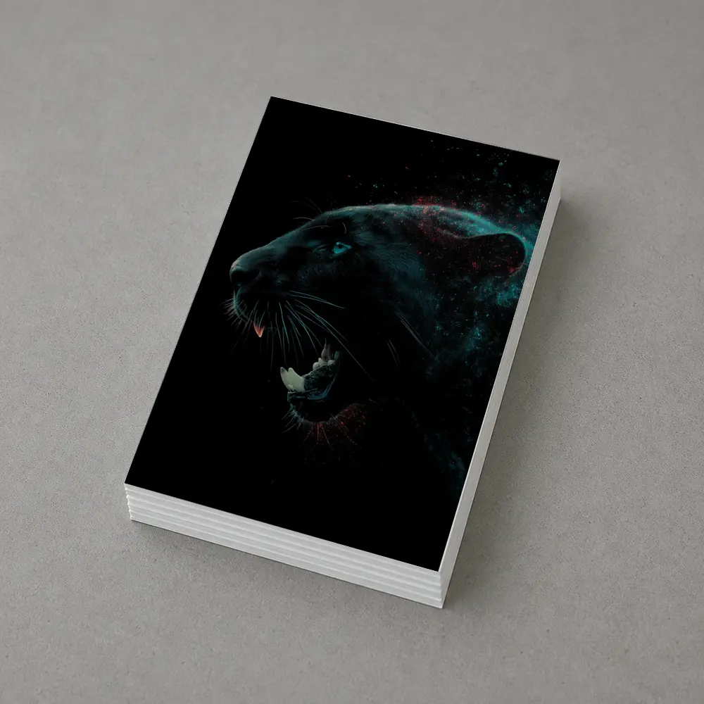 Black Panther Roaring Dark Cosmic Background – Postcards