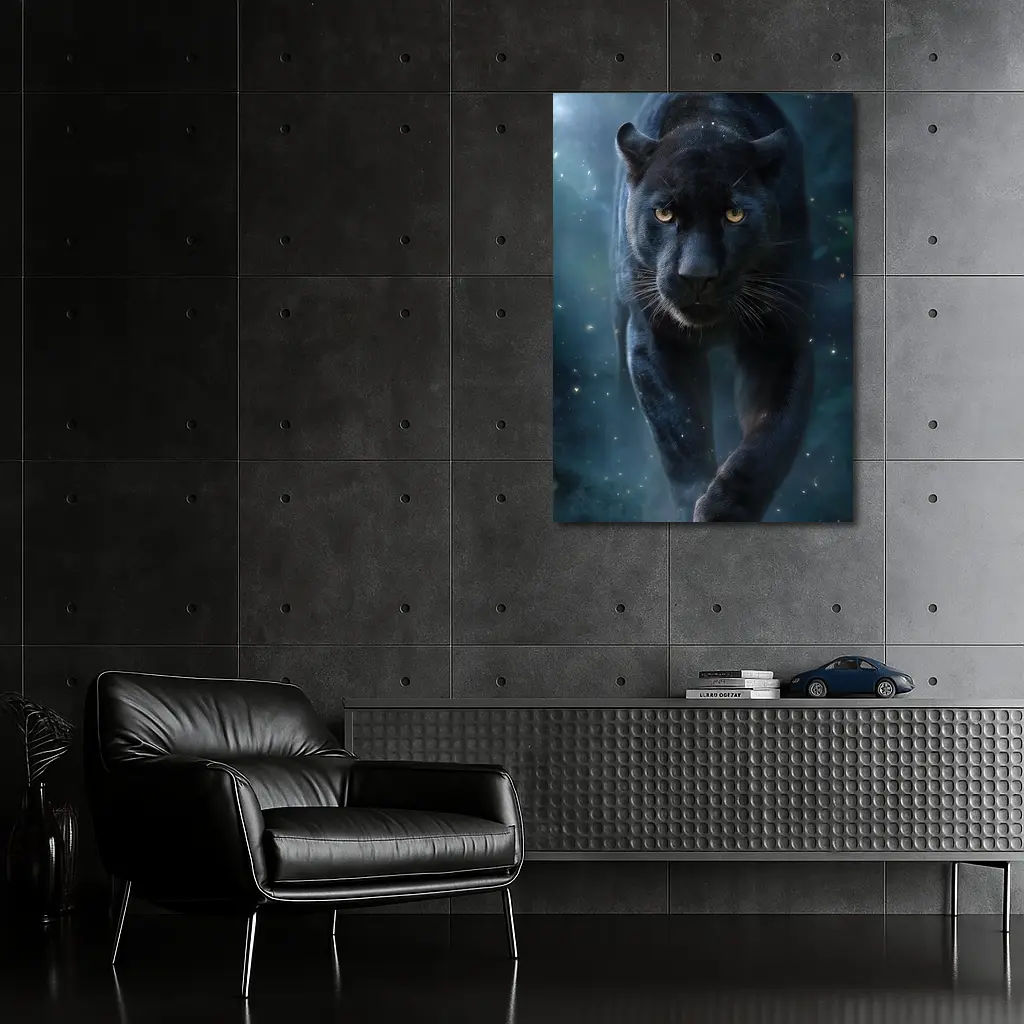 Black Panther Walking Through Mystic Night – Wall Art