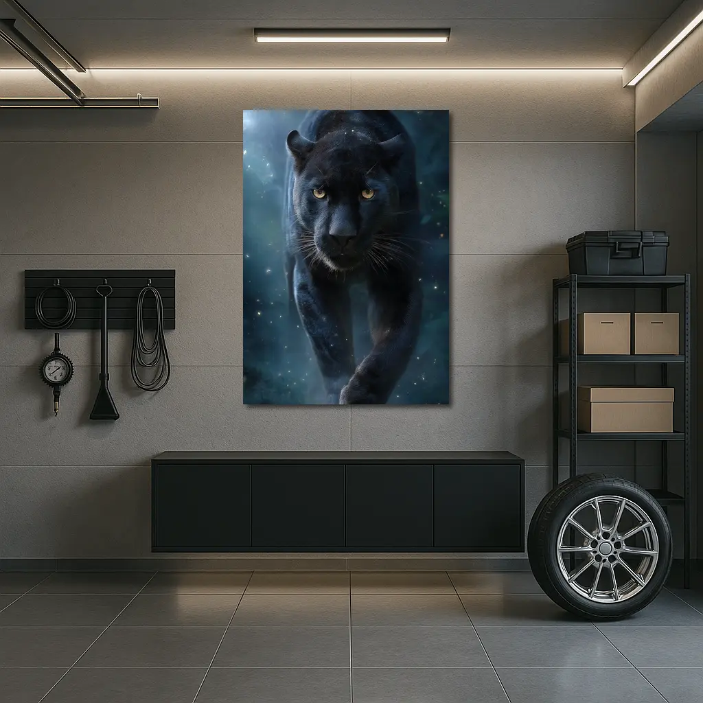 Black Panther Walking Through Mystic Night – Wall Art