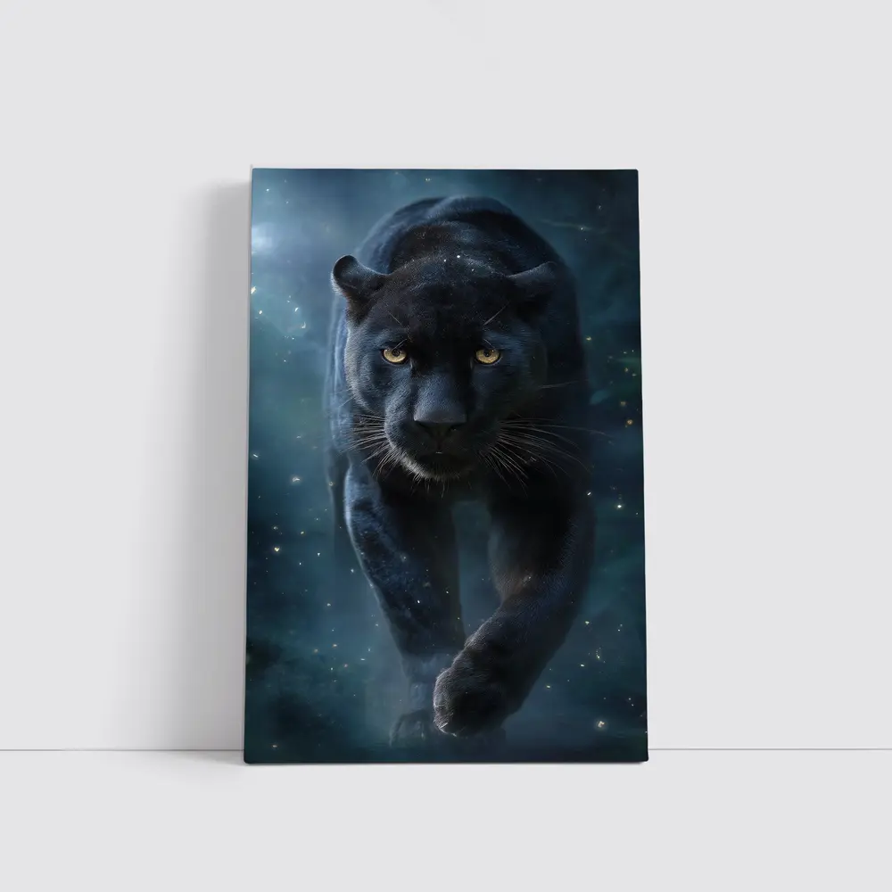 Black Panther Walking Through Mystic Night – Wall Art