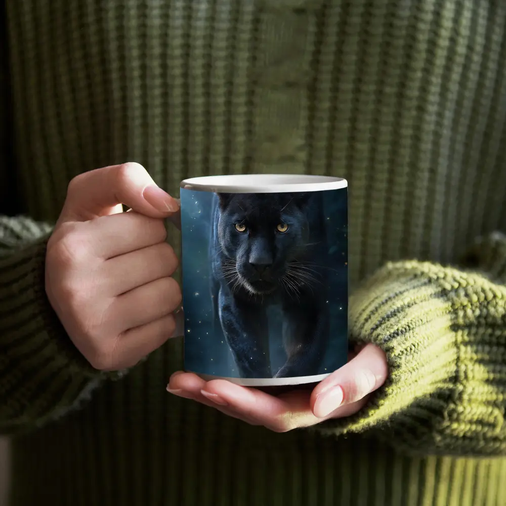 Black Panther Walking Through Mystic Night – Mugs