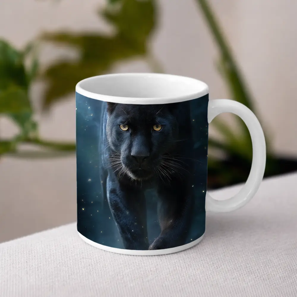 Black Panther Walking Through Mystic Night – Mugs