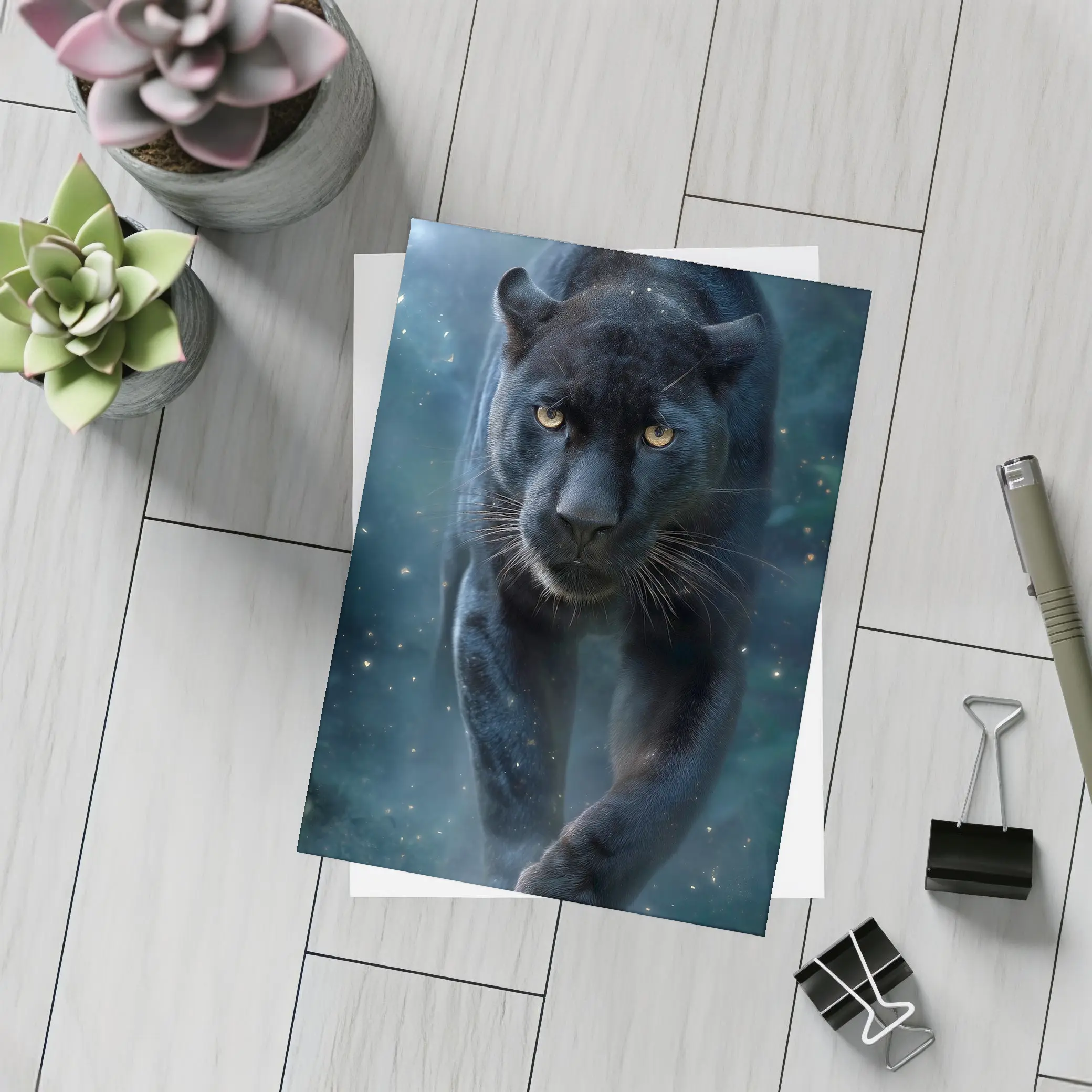 Black Panther Walking Through Mystic Night – Postcards