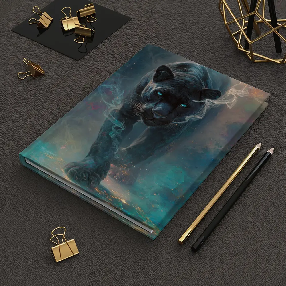 Black Panther Glowing Eyes Cosmic Smoke – Notebooks
