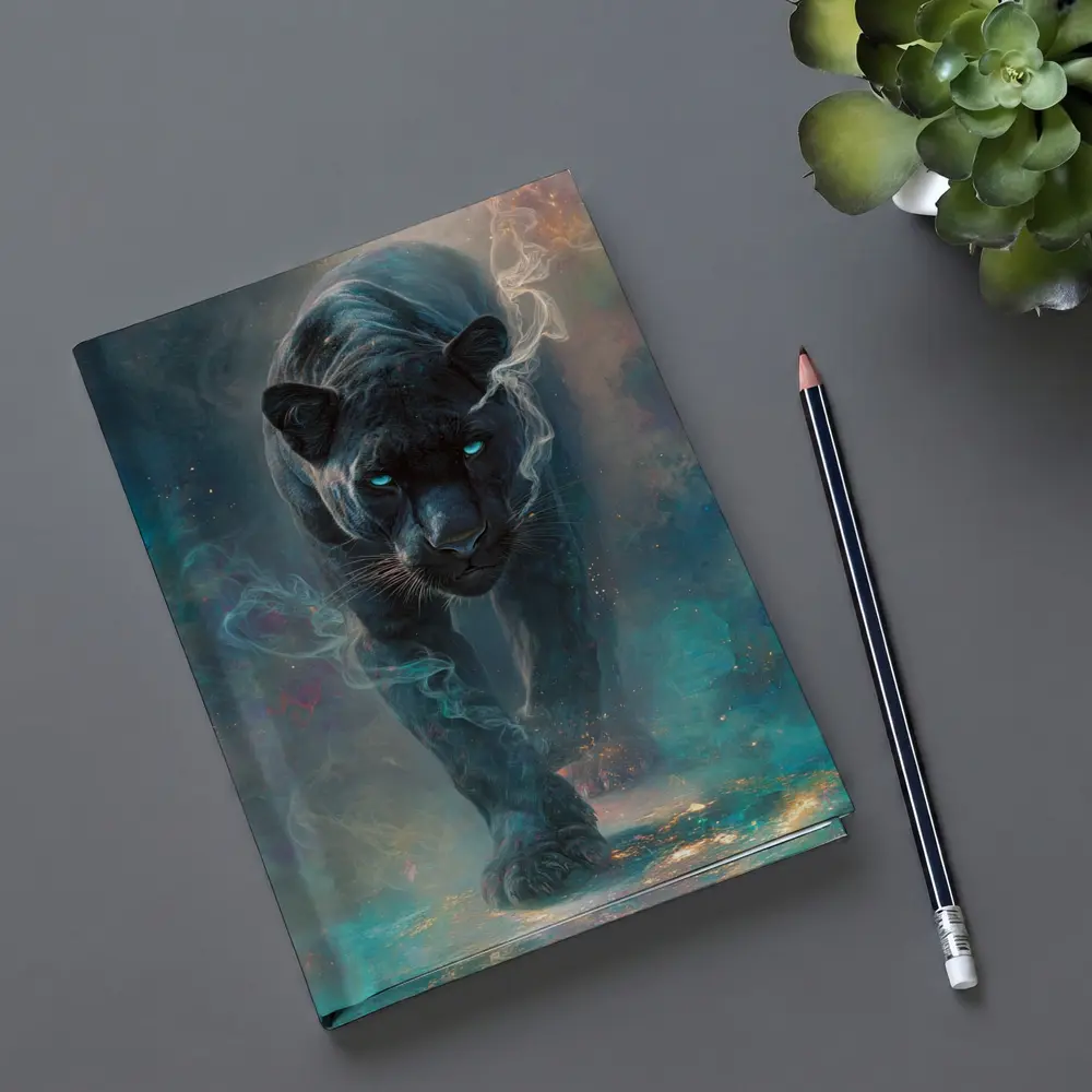 Black Panther Glowing Eyes Cosmic Smoke – Notebooks