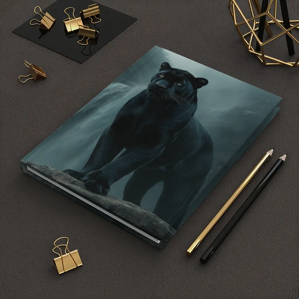 Black Panther Standing Before Misty Waterfall – Notebooks