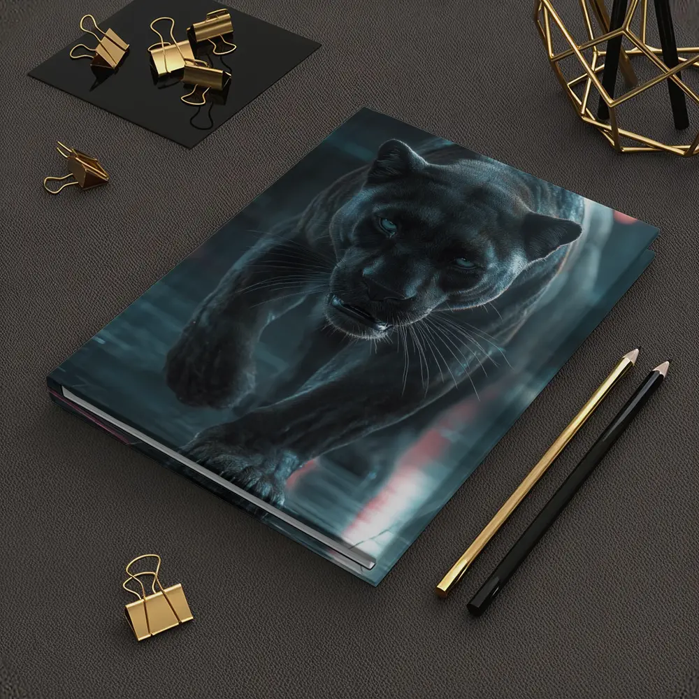 Black Panther Walking Futuristic Neon Environment – Notebooks