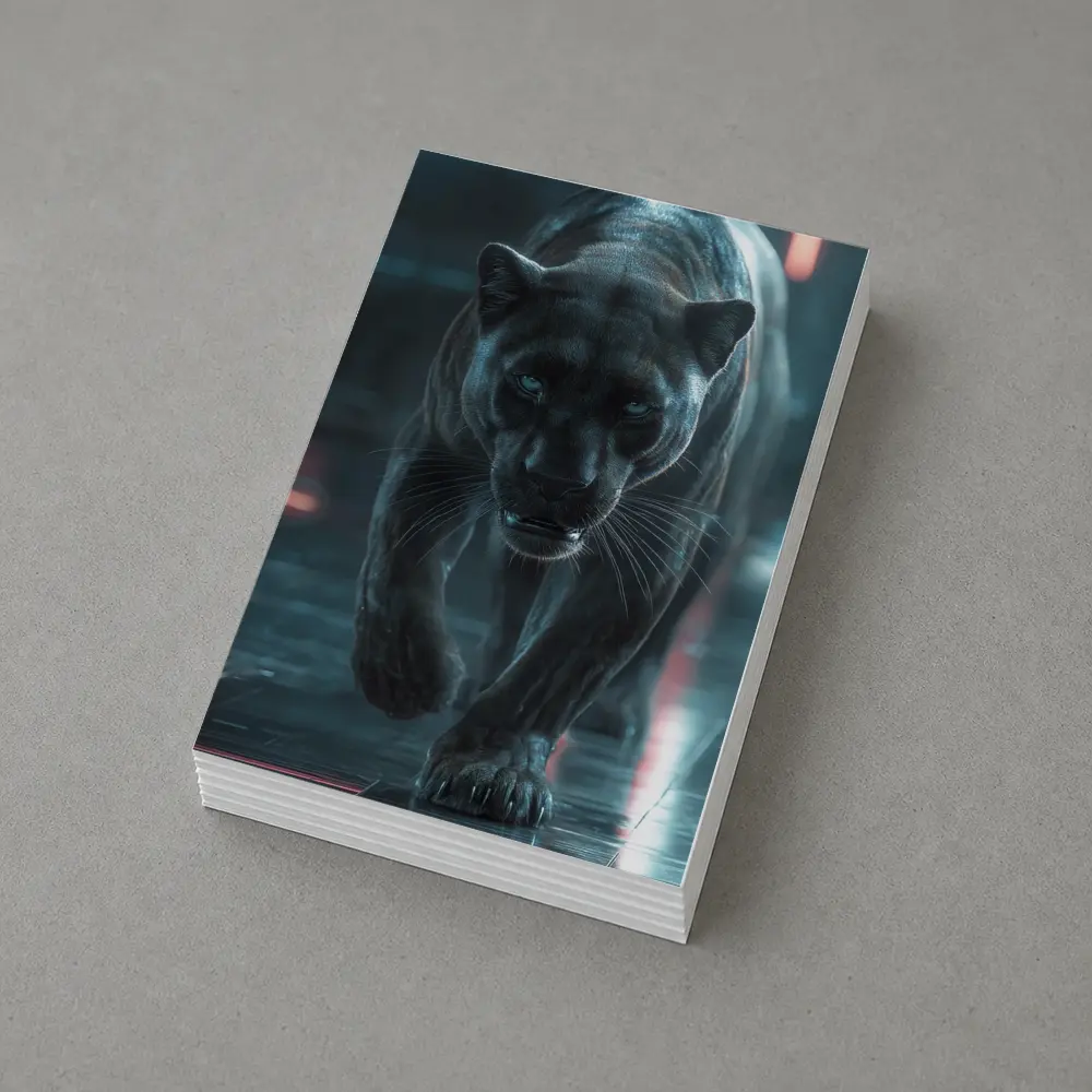 Black Panther Walking Futuristic Neon Environment – Postcards