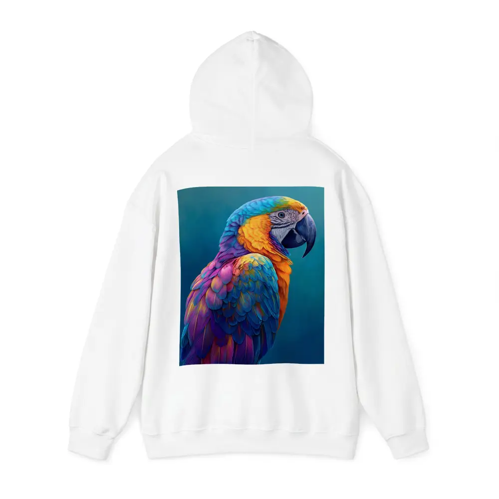 Colorful Macaw Parrot On Teal Background – Hoodies