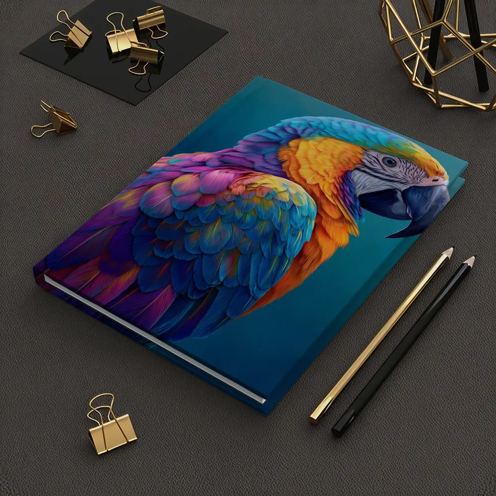 Colorful Macaw Parrot On Teal Background – Notebooks