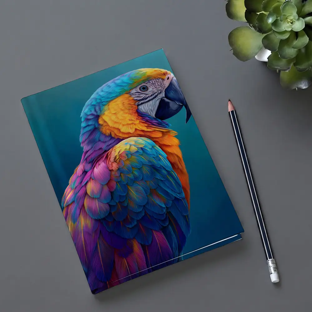 Colorful Macaw Parrot On Teal Background – Notebooks