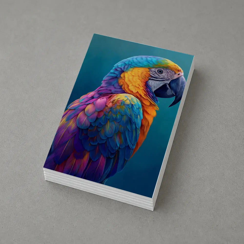 Colorful Macaw Parrot On Teal Background – Postcards