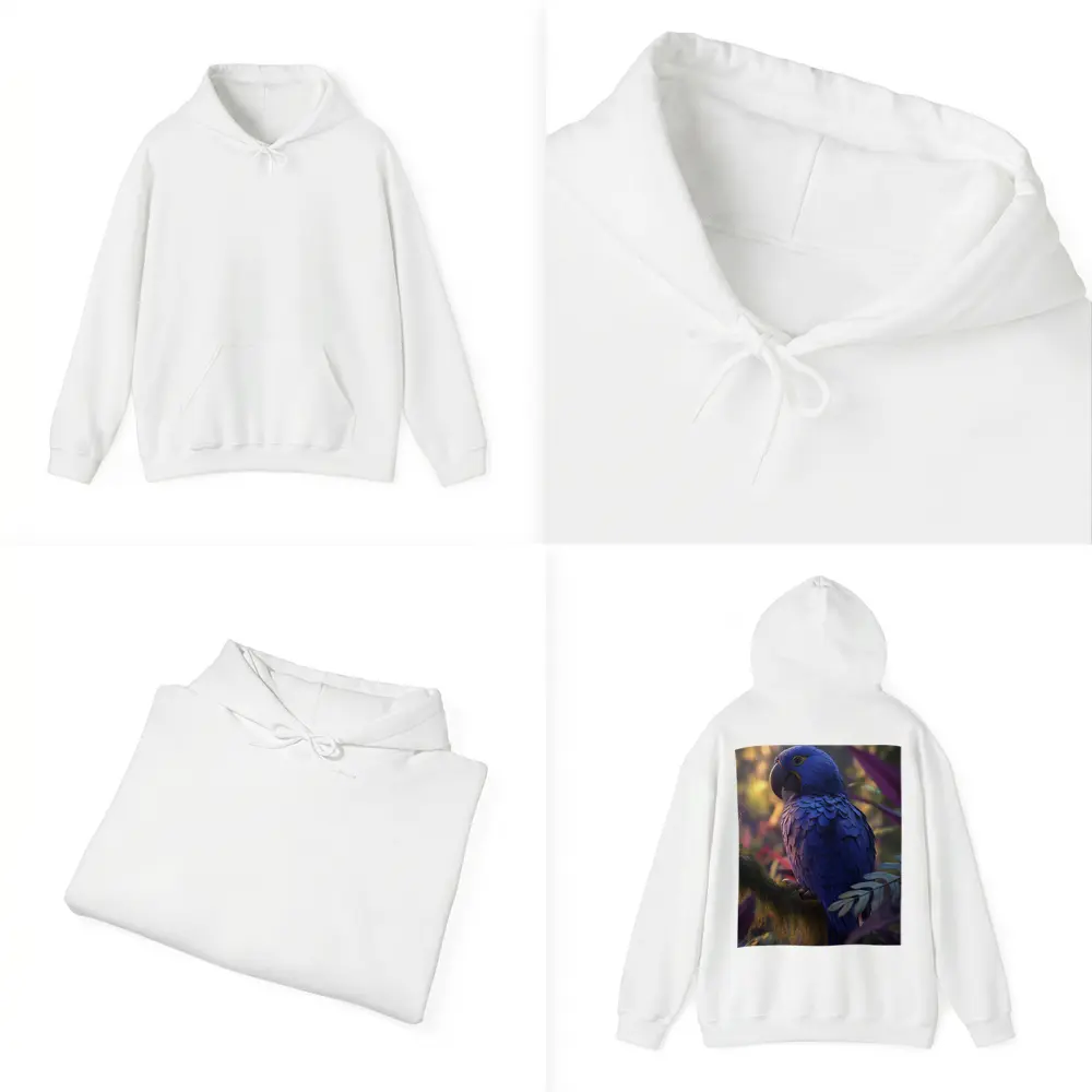 Hyacinth Macaw Perched In Tropical Jungle – Hoodies