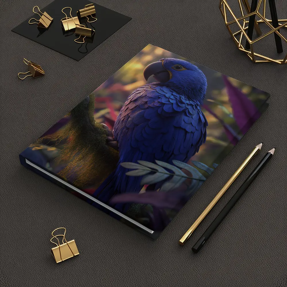 Hyacinth Macaw Perched In Tropical Jungle – Notebooks