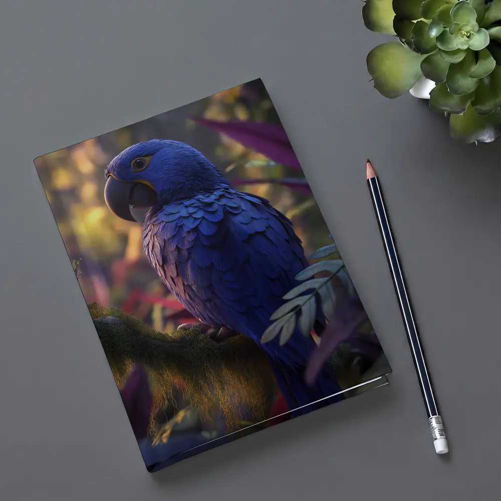 Hyacinth Macaw Perched In Tropical Jungle – Notebooks