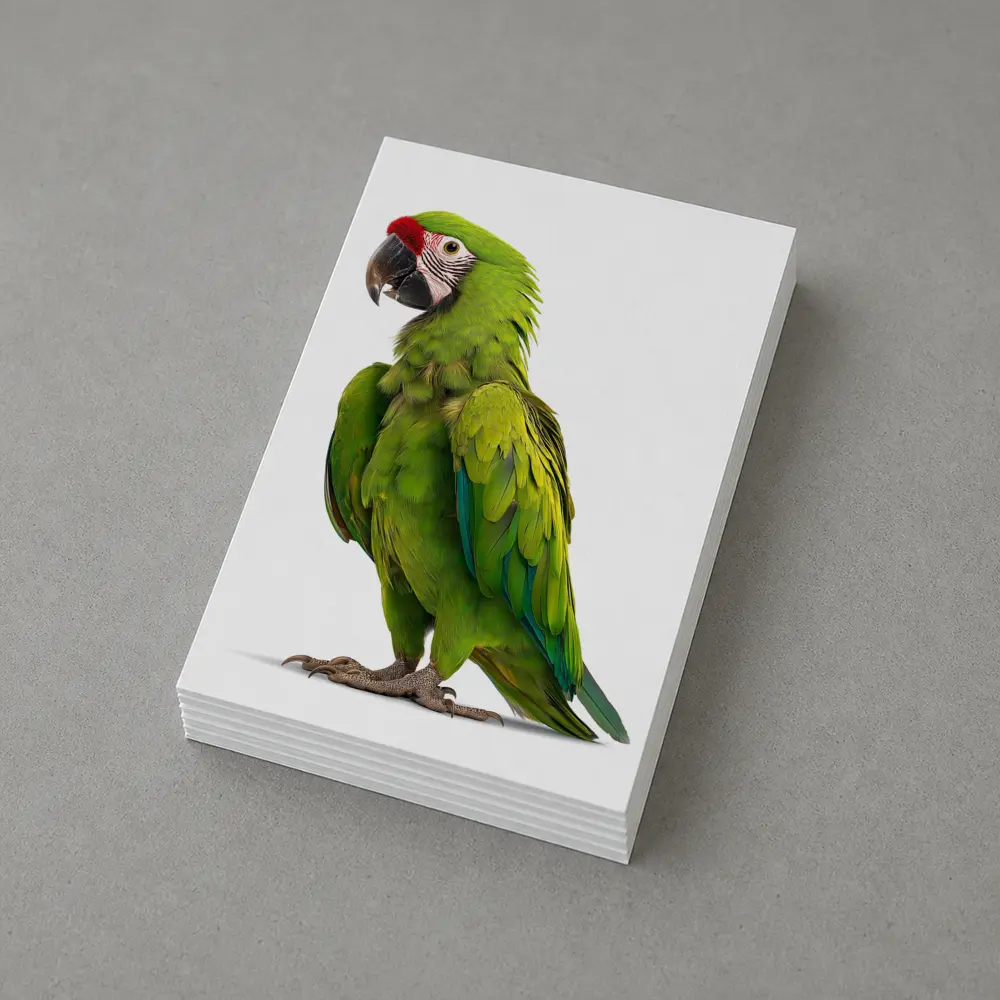 Green Military Macaw Parrot White Background – Postcards