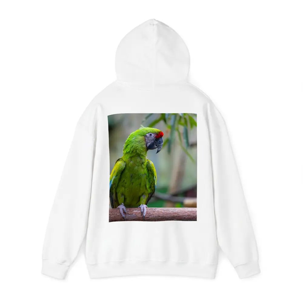 Green Macaw Parrot Perched On Branch – Hoodies