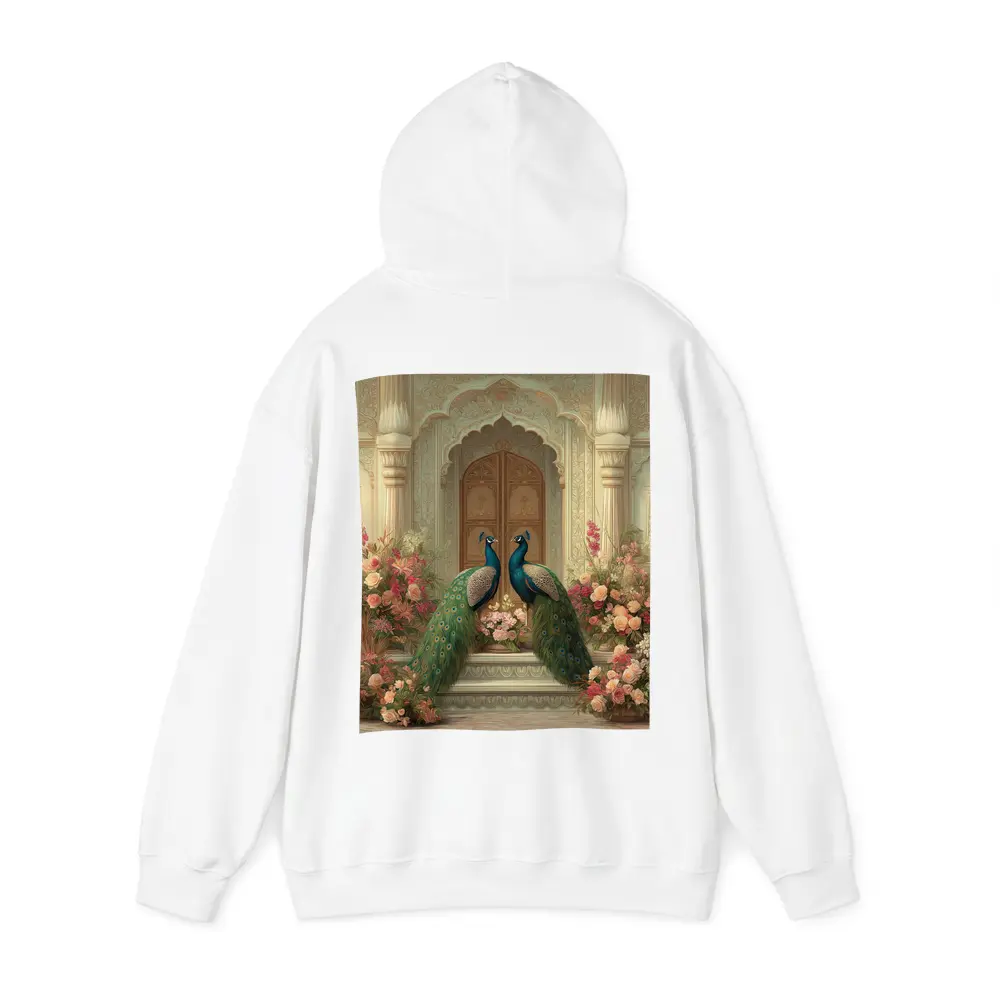 Two Peacocks Mughal Arch Floral Garden – Hoodies