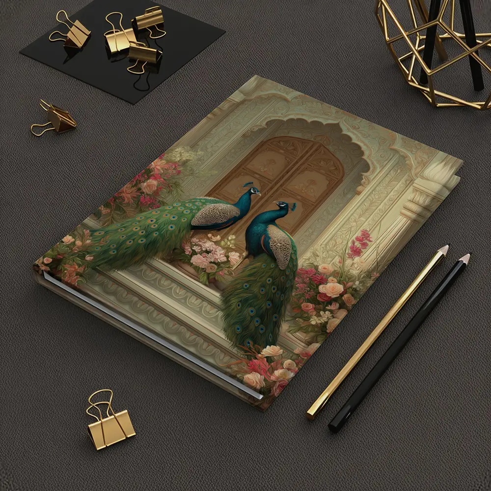 Two Peacocks Mughal Arch Floral Garden – Notebooks
