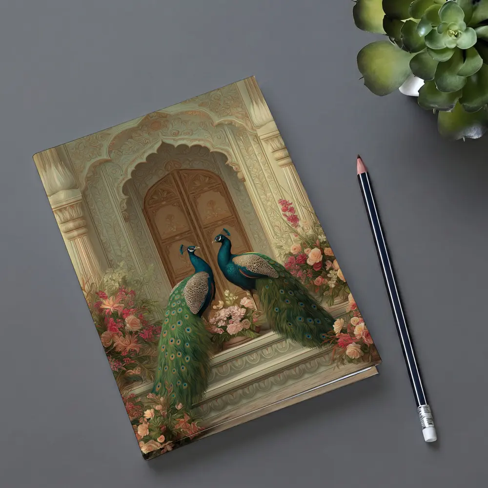 Two Peacocks Mughal Arch Floral Garden – Notebooks