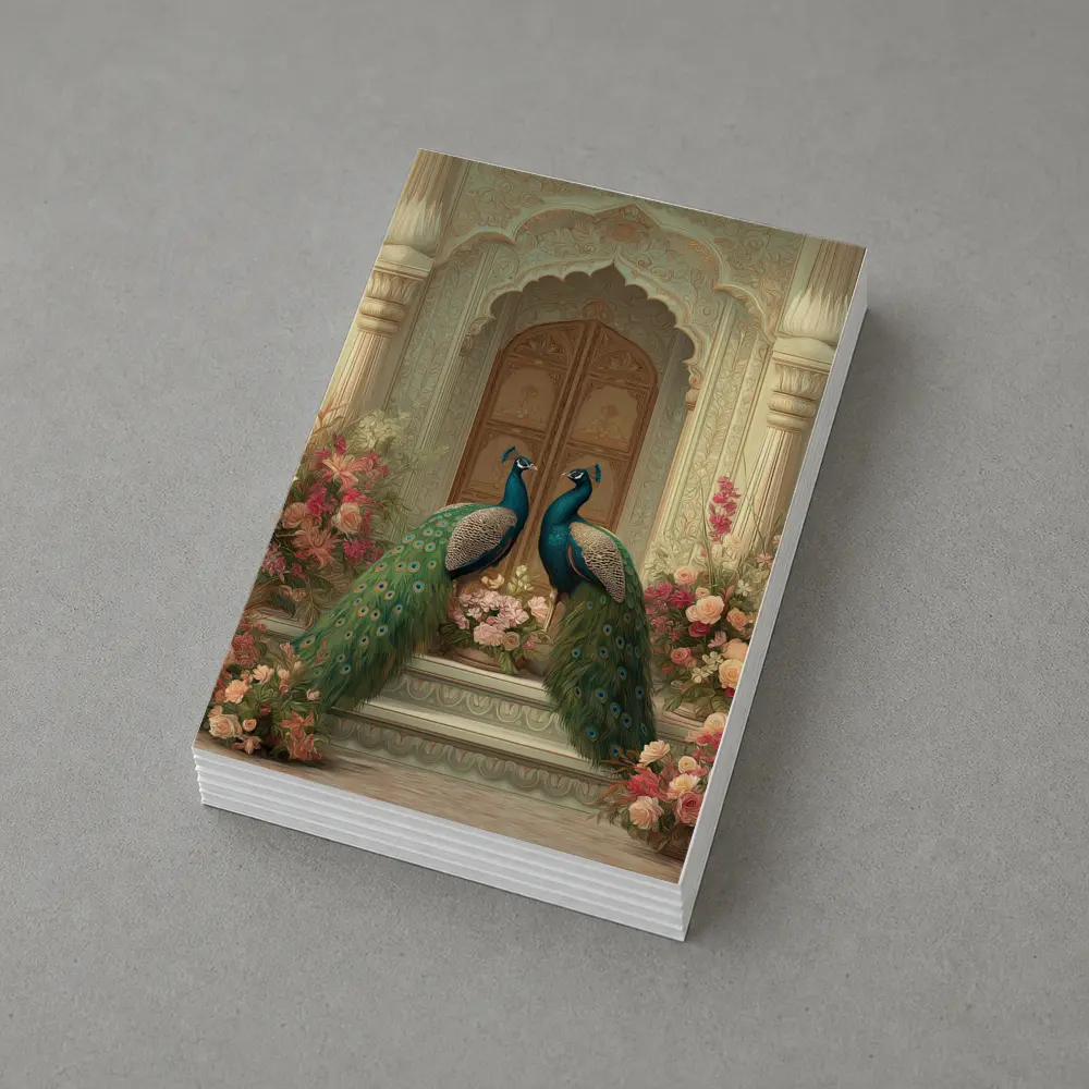 Two Peacocks Mughal Arch Floral Garden – Postcards