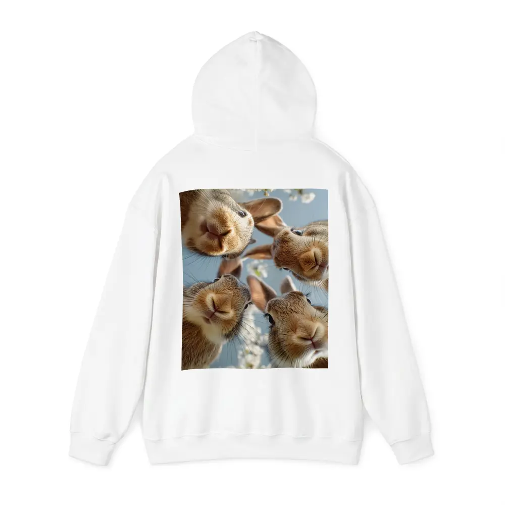 Four Rabbits Close Up Spring Blossoms – Hoodies