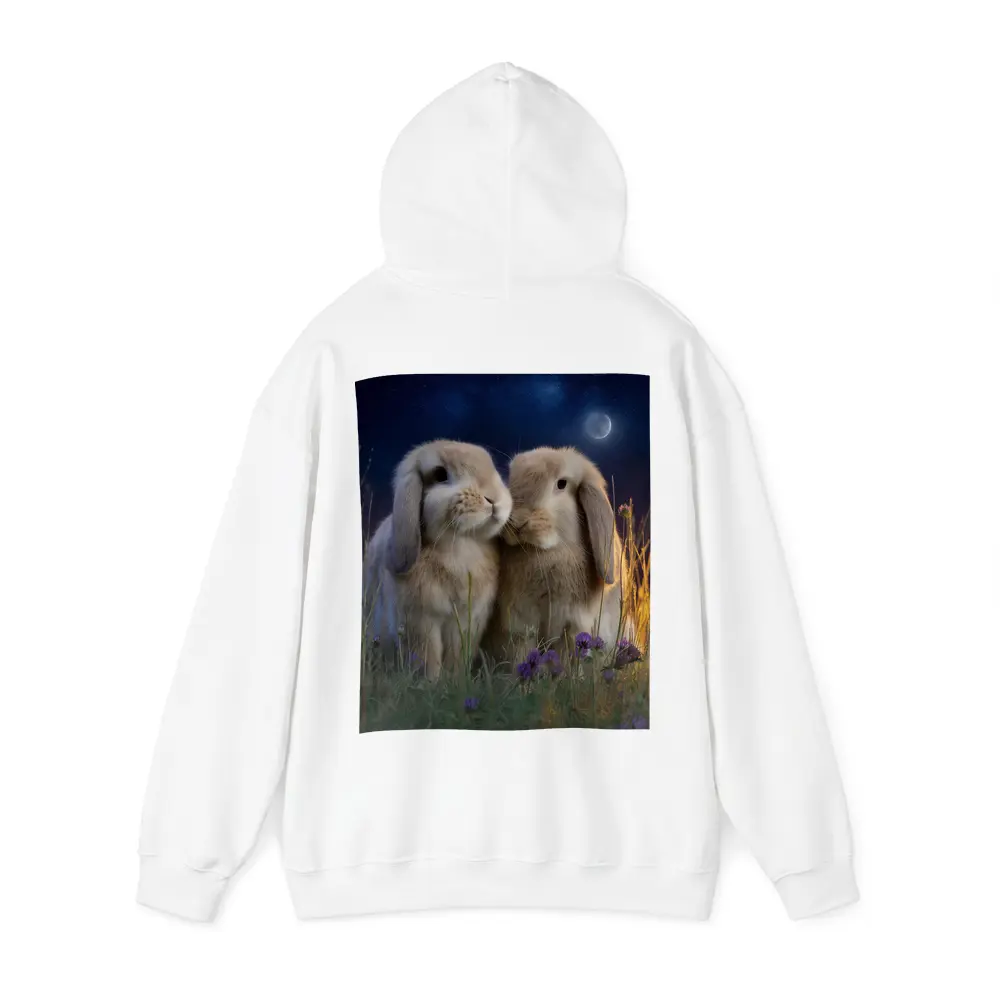 Two Lop Rabbits Sitting Under Night Sky – Hoodies