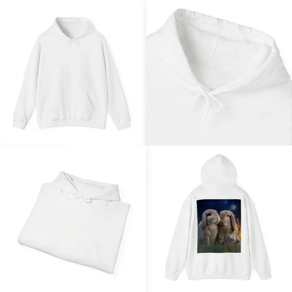 Two Lop Rabbits Sitting Under Night Sky – Hoodies