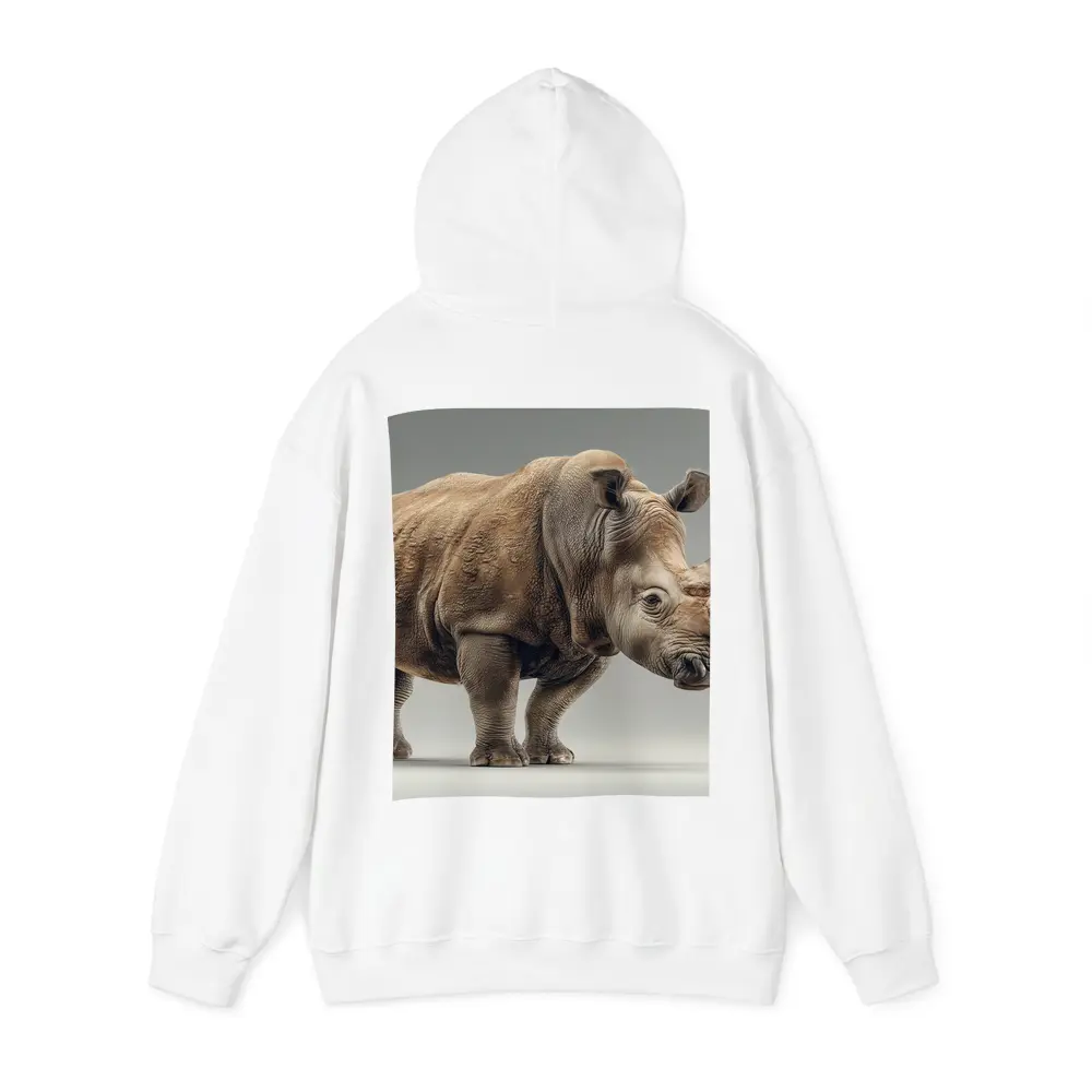 White Rhinoceros Portrait on Gray Background – Hoodies