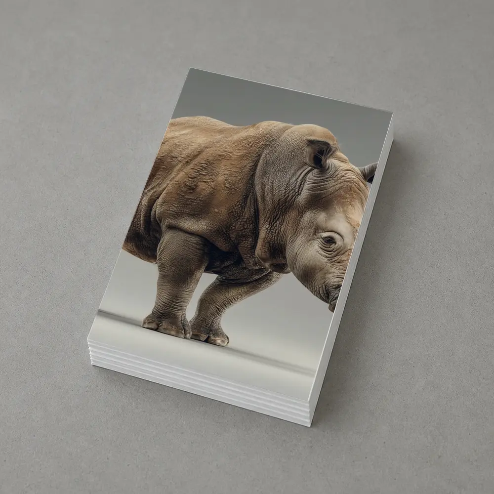 White Rhinoceros Portrait on Gray Background – Postcards