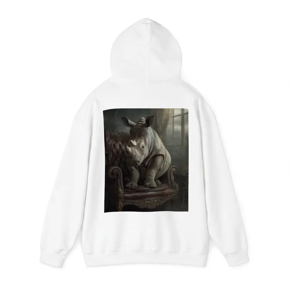 Rhino Sitting on Vintage Leather Armchair – Hoodies