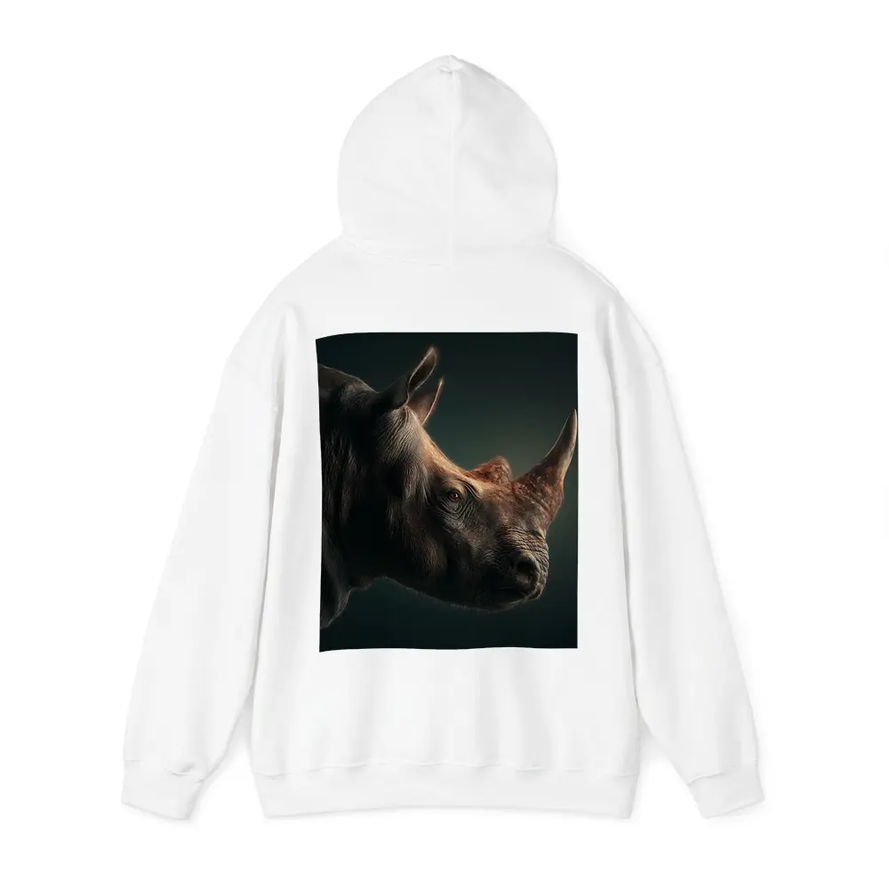 Rhinoceros Portrait Dark Studio Background – Hoodies