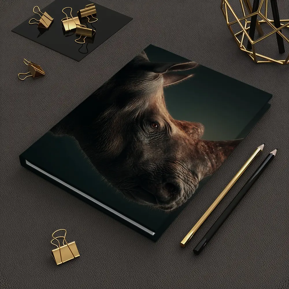 Rhinoceros Portrait Dark Studio Background – Notebooks