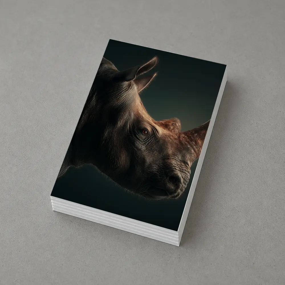 Rhinoceros Portrait Dark Studio Background – Postcards