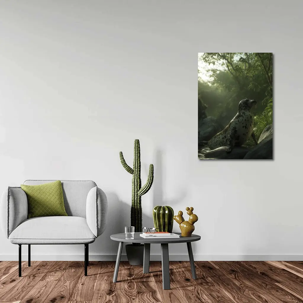 Spotted Seal Resting in Jungle Forest – Wall Art