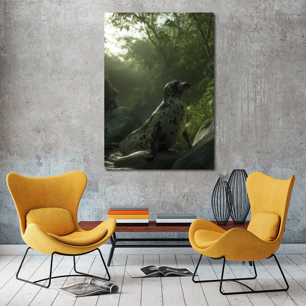 Spotted Seal Resting in Jungle Forest – Wall Art
