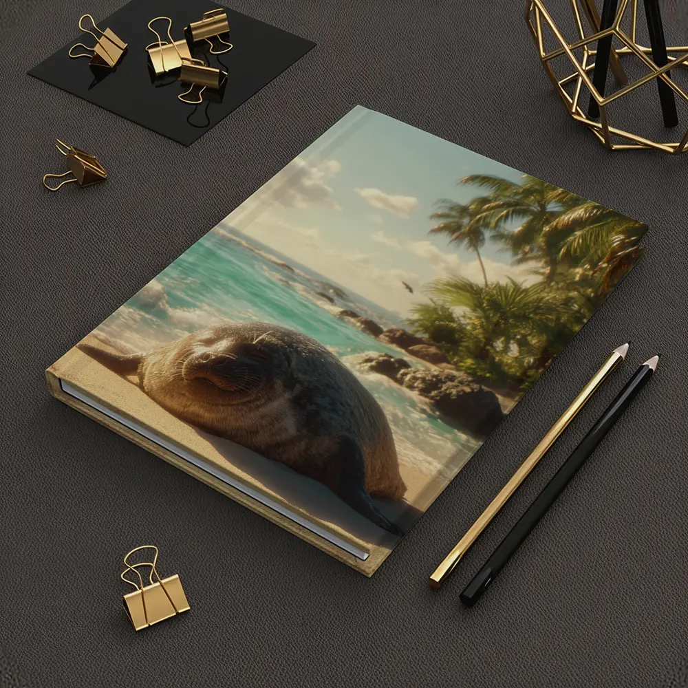 Seal Pup Resting on Tropical Beach Shore – Notebooks