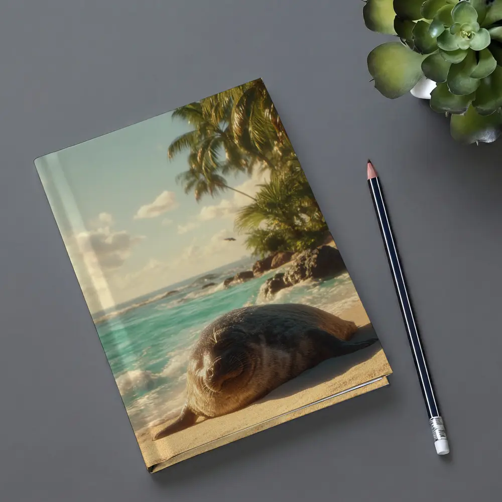 Seal Pup Resting on Tropical Beach Shore – Notebooks