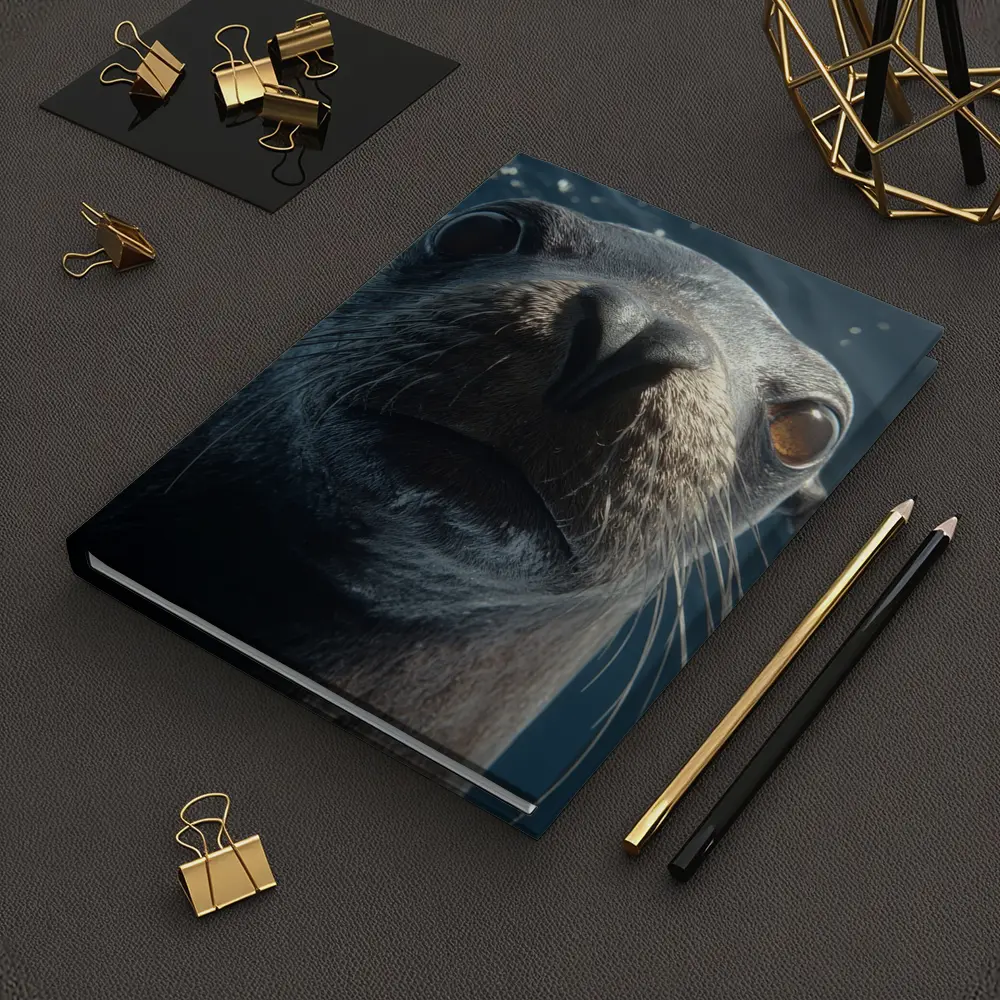 Sea Lion Close Up Underwater Blue Background – Notebooks