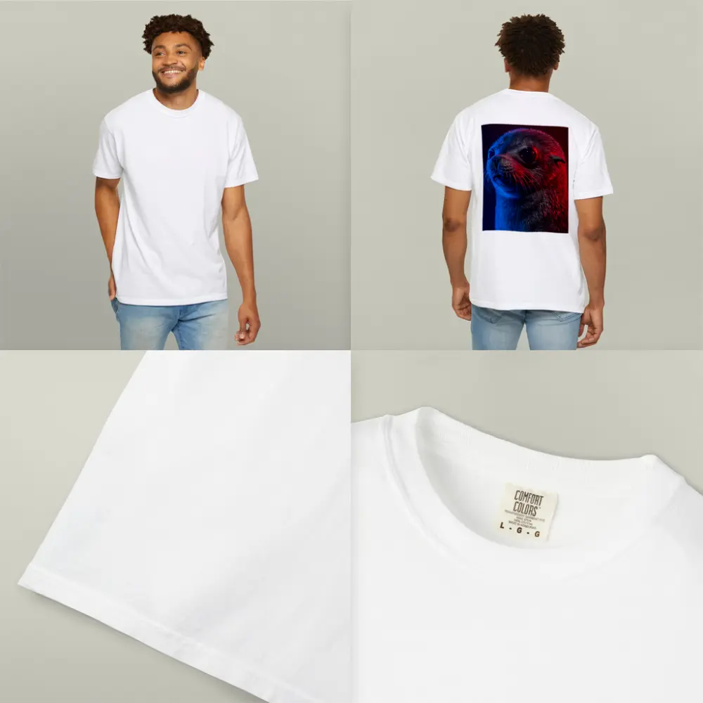 Seal Pup Portrait Blue Red Neon Light – T-Shirts