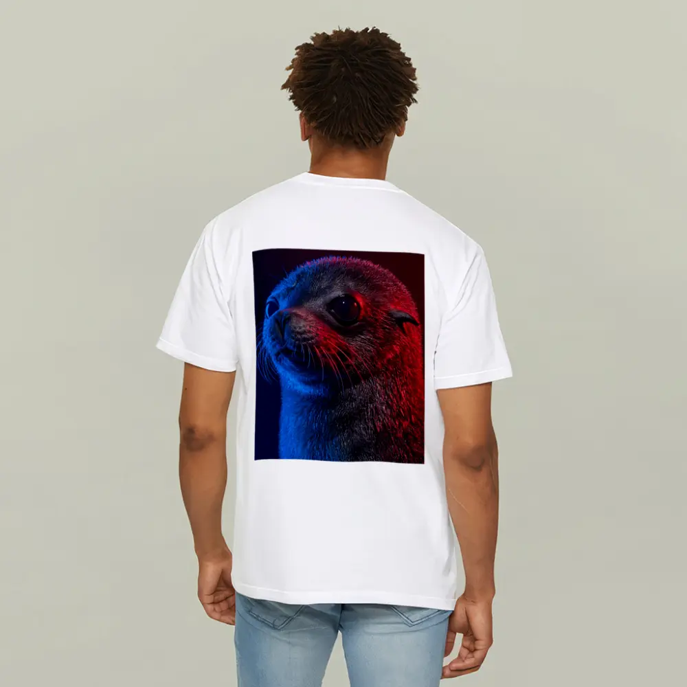 Seal Pup Portrait Blue Red Neon Light – T-Shirts