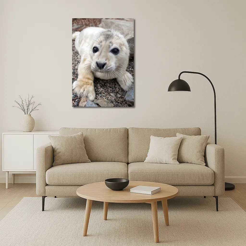 Baby Seal Pup on Rocky Gravel Ground – Wall Art