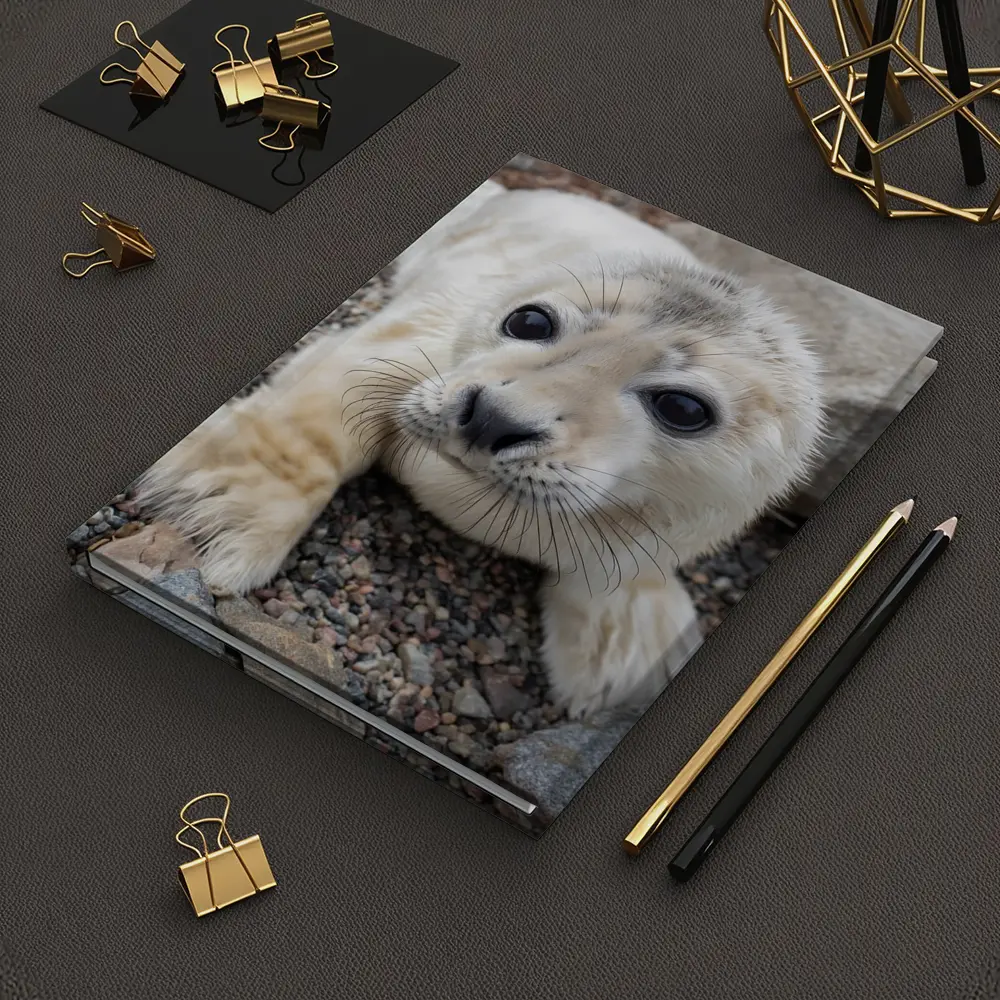 Baby Seal Pup on Rocky Gravel Ground – Notebooks