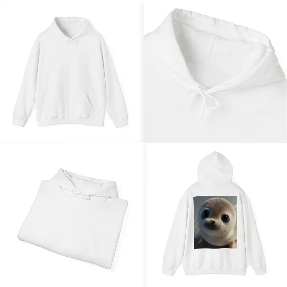 Cute Baby Seal Pup Gray Background – Hoodies