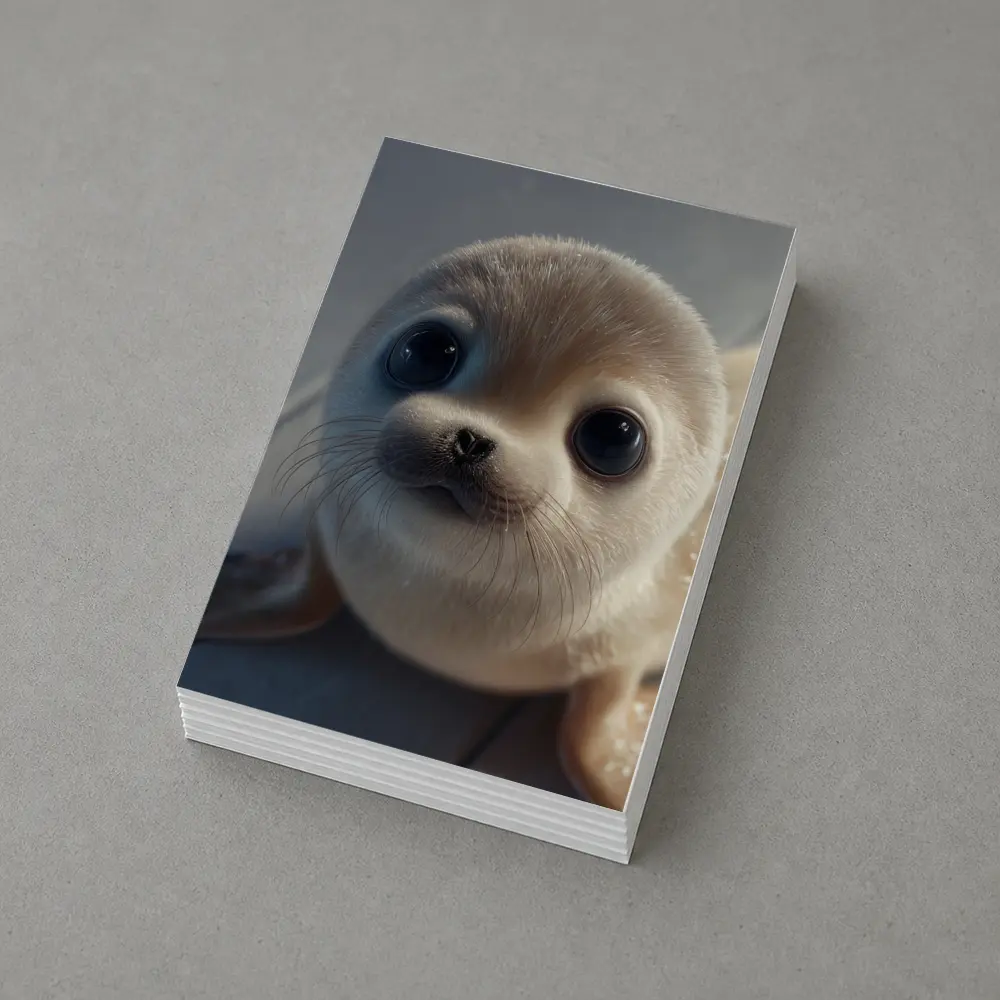 Cute Baby Seal Pup Gray Background – Postcards