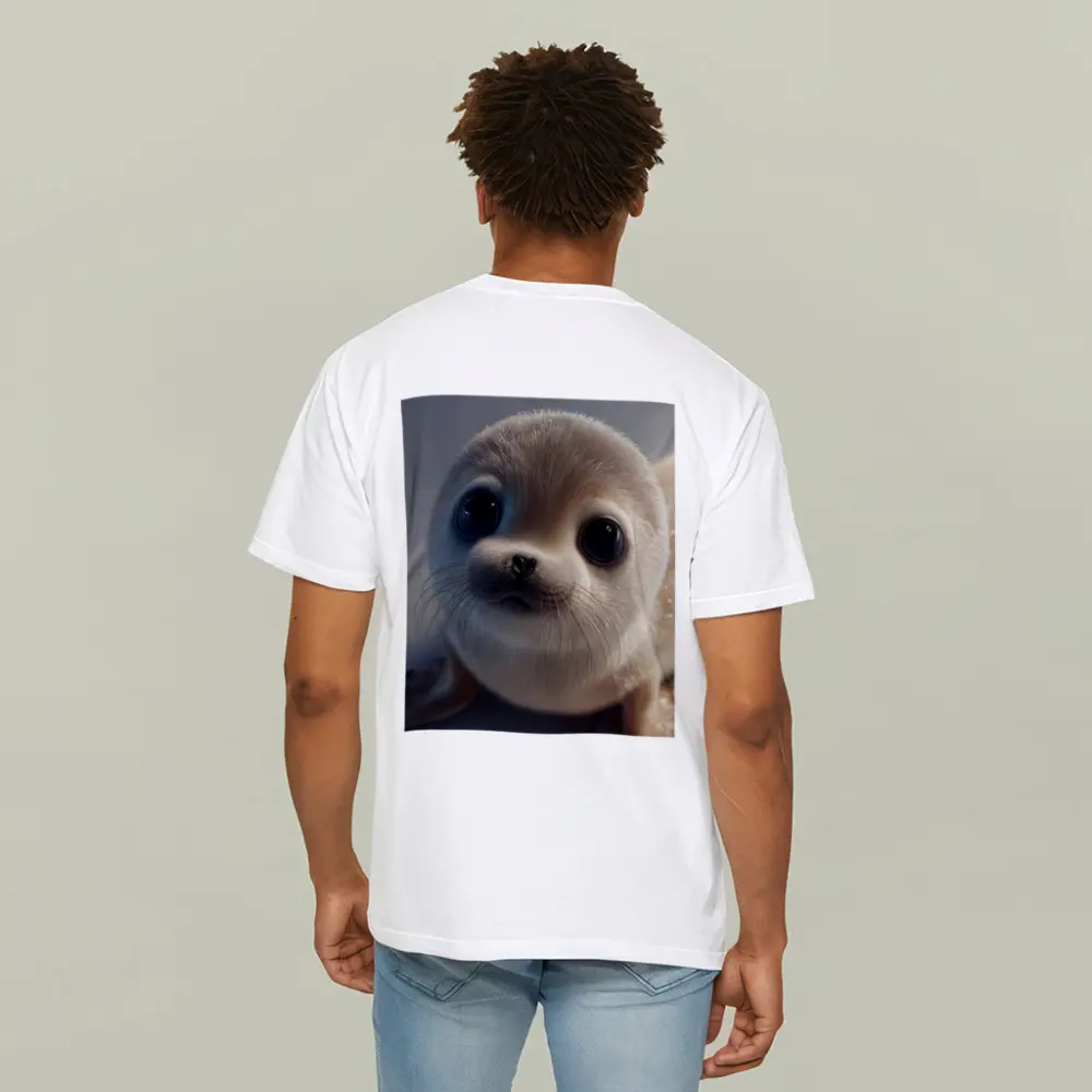 Cute Baby Seal Pup Gray Background – T-Shirts