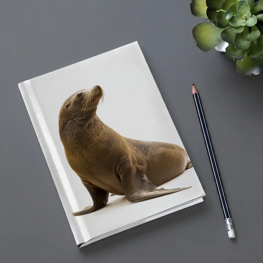 Sea Lion Sitting On White Background – Notebooks