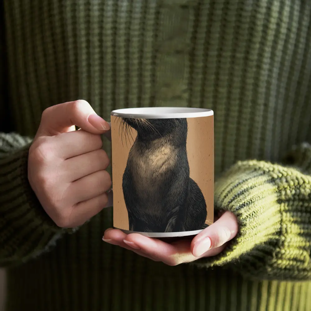 Young Fur Seal Sketch on Beige Background – Mugs