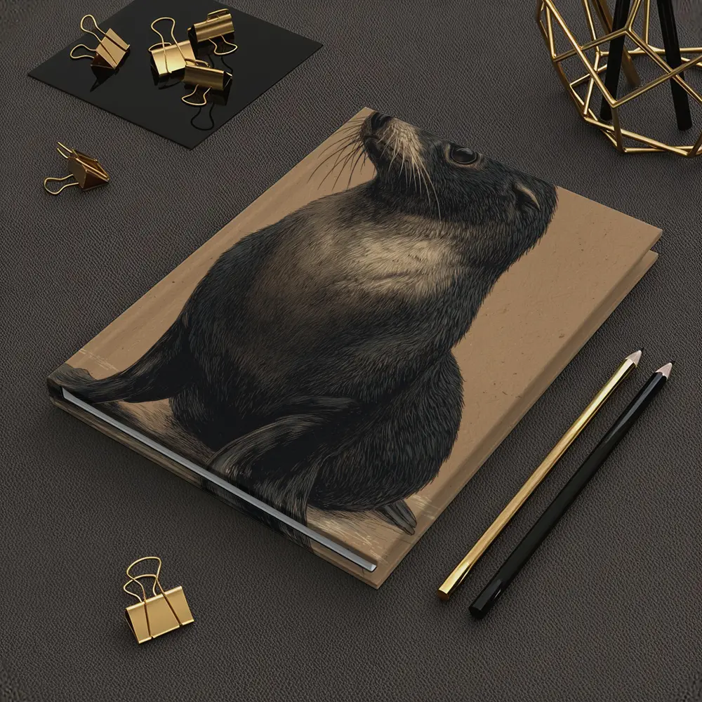 Young Fur Seal Sketch on Beige Background – Notebooks