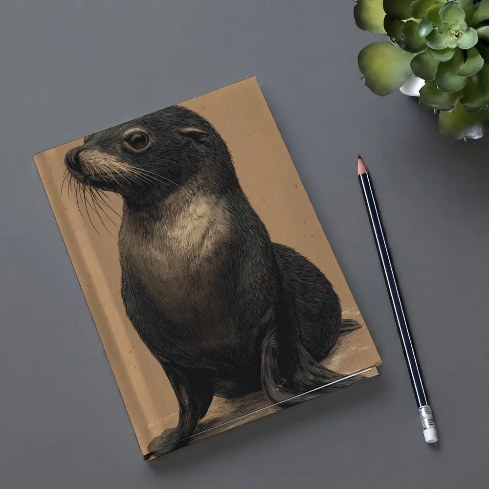 Young Fur Seal Sketch on Beige Background – Notebooks